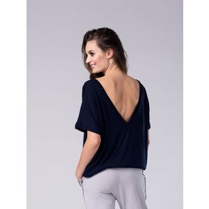 Look Made With Love Woman's Blouse 737 Vneck Navy Blue obraz