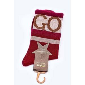 Dámské Bavlněné Ponožky GO-GO S Kožešinou COSAS Burgundské obraz