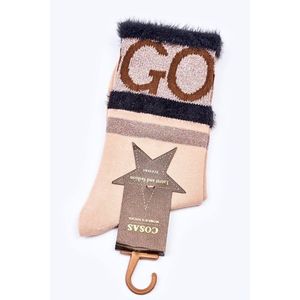 Dámské Bavlněné Ponožky GO-GO S Kožešinou COSAS Béžové obraz