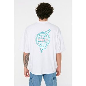 Trendyol Oversize/Wide Fit Crew Neck Short Sleeve Asian Print 100% Cotton T-Shirt obraz