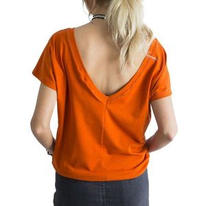 Tričko s výstřihem vzadu v tmavě oranžové barvě obraz