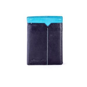 Černá kožená peněženka s modrou vsadkou obraz