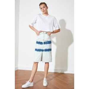Trendyol midi džínová sukně s ecru batikovaným praním obraz