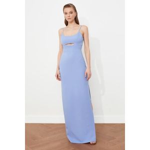 Trendyol Blue Neck Detailní večerní šaty a promoční šaty obraz