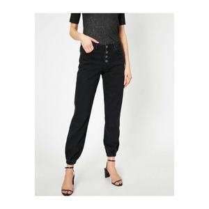 Koton Jogger Jeans - Kalhoty s vysokým pasem Pohodlný střih Elastické Nohavice obraz