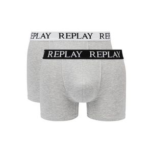 Replay Boxerky Boxer Style 01/C Basic Cuff Logo 2Pcs Box - Medium Grey Mel/White - Pánské obraz