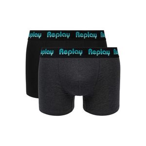 Replay Boxerky Boxer Style 5 Jacquard Logo 2Pcs Box - Black/D Gmel/Azure - Pánské obraz