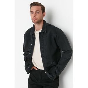 Trendyol Anthracite Regular Fit žebrovaná džínová bunda obraz