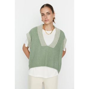 Trendyol Mint Wide fit Soft Textured Color Block Knitwear Sweater obraz