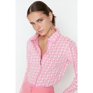 Trendyol růžový límec s detailním pleteným svetrem obraz