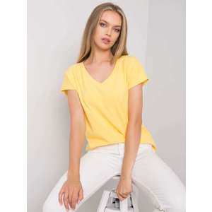 Žluté bavlněné tričko s výstřihem do V obraz