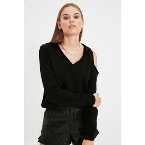 Trendyol Black Cut Out Detailed Knitwear Sweater obraz