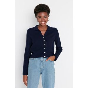 Trendyol Navy Blue Crop Basic Knitwear Cardigan obraz