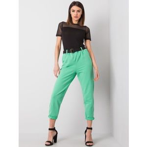 Zelené dámské kalhoty s opaskem obraz