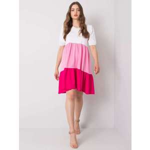 RUE PARIS Bílé a růžové bavlněné šaty obraz
