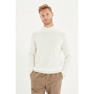 Trendyol Ecru Slim Fit Half Turtleneck 100% Cotton Basic Sweater obraz