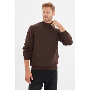 Trendyol Brown Slim Fit Half Turtleneck 100% Cotton Basic Sweater obraz