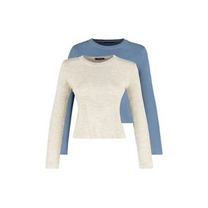 Trendyol Indigo-Stone 2dílný pletený svetr obraz
