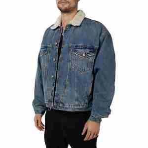 Modrá pánská džínová bunda s umělým kožíškem Diesel D-Resky Giacca obraz