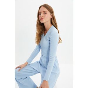 Trendyol světle modrá pletená pyžamová souprava s tílkem obraz
