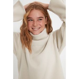 Trendyol Beige Thick Knitted Sweatshirt with Fleece Inside obraz
