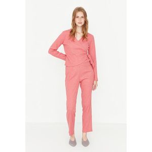Trendyol suché růžové dvouřadé pletené pyžamo obraz