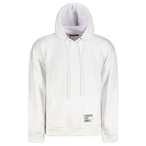 Trendyol Basic White Oversize/Wide-Fit Hooded Labeled Fleece Inner Sweatshirt obraz