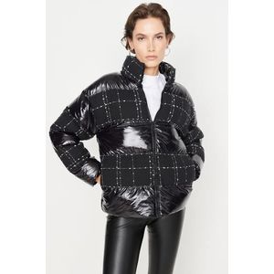 Trendyol Black Tweed Detailed Glossy Oversize Puffy Coat obraz