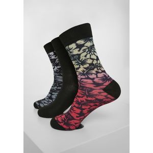 Květinové ponožky 3-balení černá/šedá/červená obraz