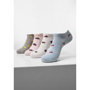 Ovocné neviditelné ponožky z recyklované příze 4 balení šedá+krémová+světlemodrá+růžová obraz