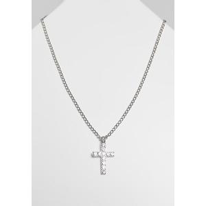 Náhrdelník s diamantovým křížem - stříbrné barvy obraz