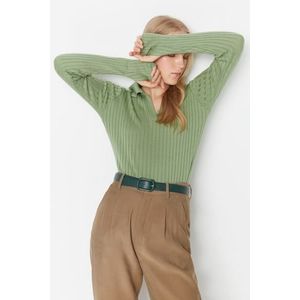 Trendyol mátový pletený svetr s rolákem obraz