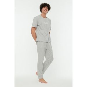 Trendyol Gray Printed Knitted Pajama Set obraz