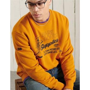 Oranžová pánská mikina s potiskem Superdry Workwear Crew Neck obraz