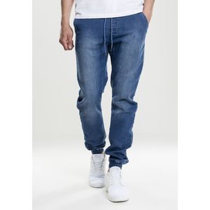 Pletené džínové kalhoty Jogpants modré seprané obraz