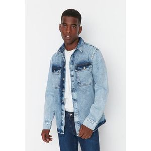 Trendyol Pánská modrá džínová bunda regular fit obraz