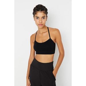 Trendyol Black Seamless/Seamless Lightweight Supported/Styling Back String Strap Knitted Sports Bra obraz