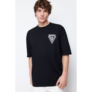 Trendyol Black Loose Knitted T-Shirt obraz