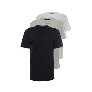 Trendyol Navy Blue-Grey Melange-White Basic Slim/Slim Fit 100% Cotton 3 Pack Short Sleeve T-Shirt obraz