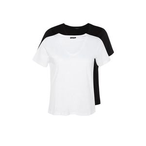 Trendyol Curve Black and White 2-Pack Basic Knitted T-Shirt obraz