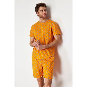 Trendyol Orange Regular Fit Koala Printed Knitted Shorts Pajamas Set obraz
