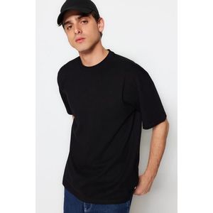 Trendyol Black Basic 100% bavlna Uvolněné/pohodlné tričko obraz