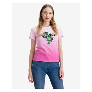 Růžové dámské tričko Guess Palms - Dámské obraz