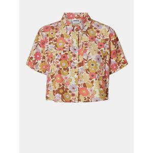 Hnědo-krémová květovaná krátká košile Noisy May Nika obraz