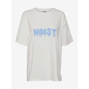 Bílé volné tričko s nápisem Noisy May Mida obraz