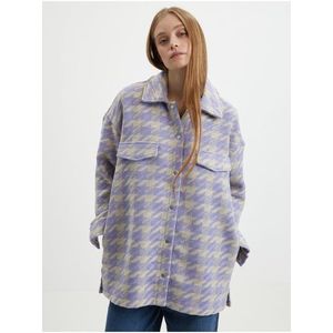 Béžovo-fialová kostkovaná košilová bunda ONLY Johanna obraz