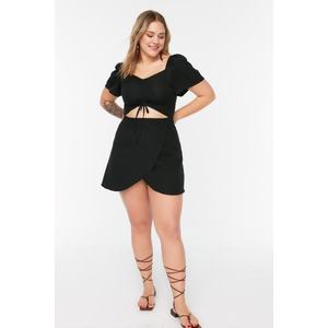 Trendyol Curve Black Weave Dress with Ruffle And Cutout Detail obraz
