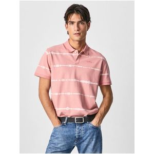 Růžové pánské pruhované polo tričko Pepe Jeans Farrell - Pánské obraz