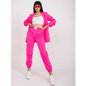 Fluo růžové látkové kalhoty s elastickým pasem obraz
