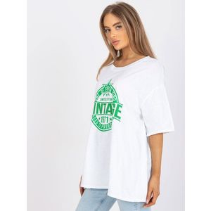 Bílé a zelené oversize tričko s aplikací obraz